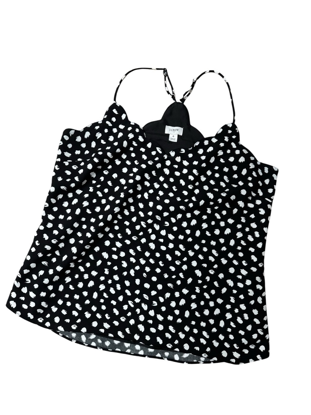 🖤J.Crew Women’s Black & White Polka Dot Flowy Sleeveless Tank Blouse | 4/S